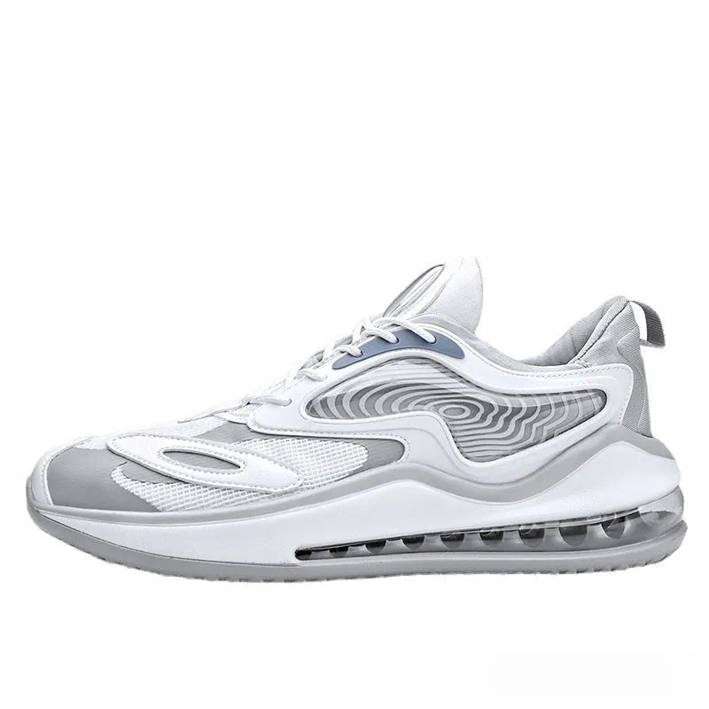 Summer air cushion height increasing men's shoes in Space Black or Space White with rubber sole