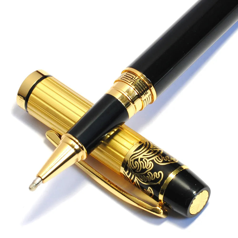 VITNAT metal ballpoint pen with hollow pattern body and black ink 0.5mm point for office and school use
