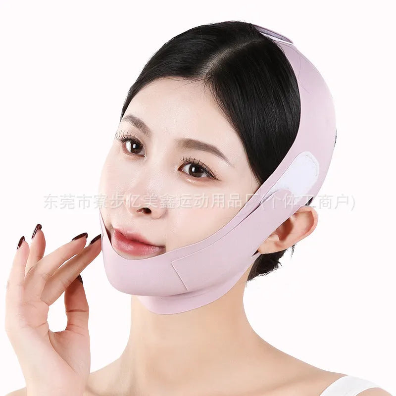 Purple and green V face shaping mask for facial lifting and tightening