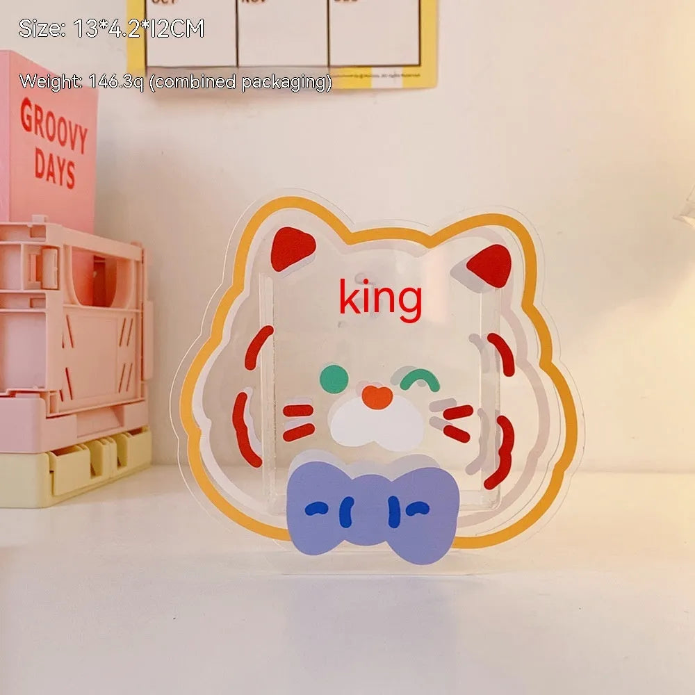 Square clear acrylic storage box with a lid, showing one of the cute decorative designs such as the Strawberry Rabbit pattern.