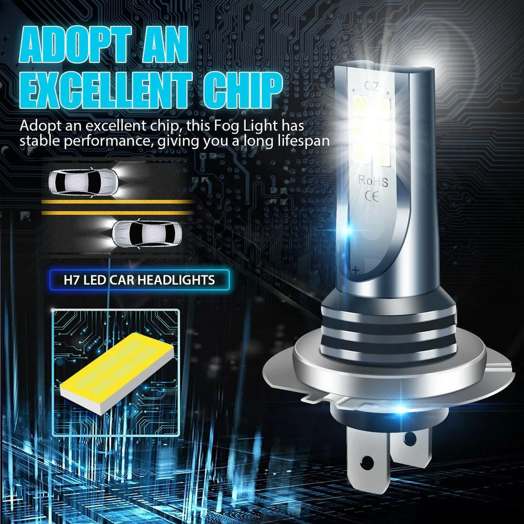 Automotive LED fog lamp bulb with aviation aluminium housing and 12 SMD chips