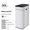 Stainless steel square inductive smart trash can with sensor lid and large capacity.