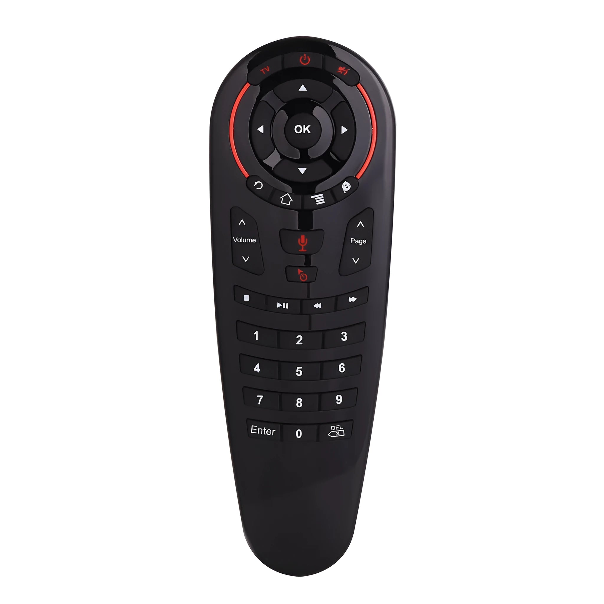 G30 wireless keyboard remote control with QWERTY keys and integrated air mouse function on a black background.