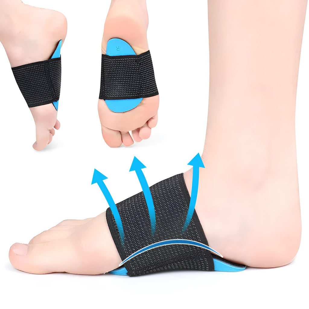 Blue elastic bandage foot pad for arch support, adult and children sizes available