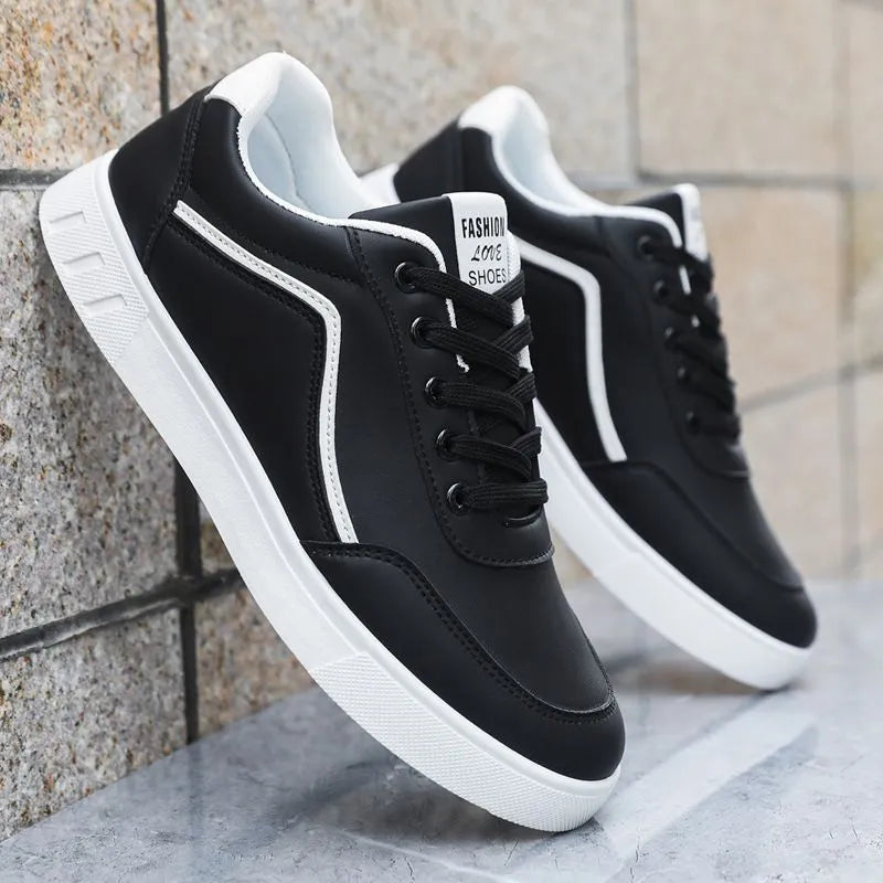 Korean trendy board sneakers in black or white with mesh lining and rubber soles