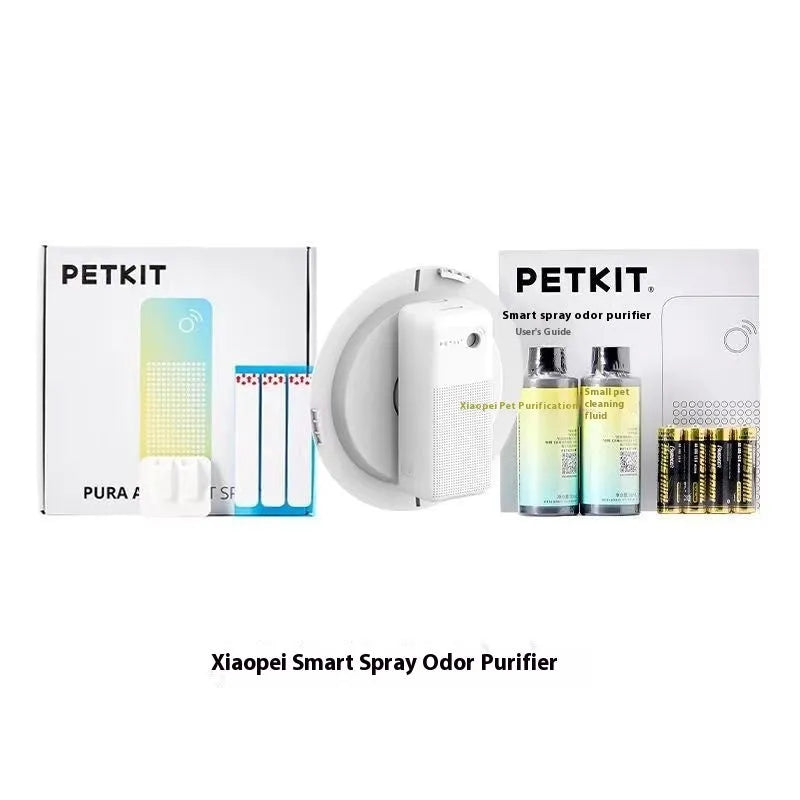 Xiaopei smart spray pet odour removal machine with external mounting bracket and purification liquid bottles