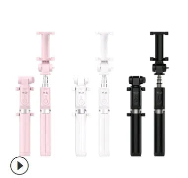 Aluminium Bluetooth selfie stick with tripod base and remote control extended with mobile phone attached