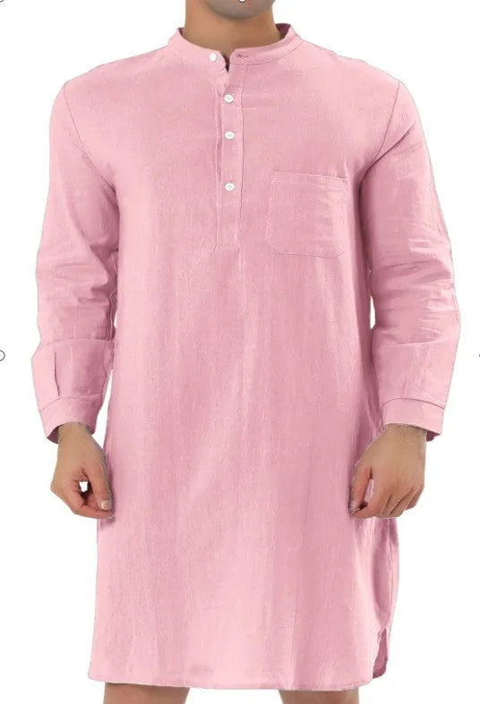 Men's cotton shirt robe with kangaroo pocket available in multiple colours and sizes