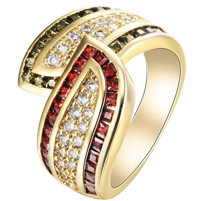 Women's peridot ring in CR6313 gold colour, alloy construction, showing gemstone design