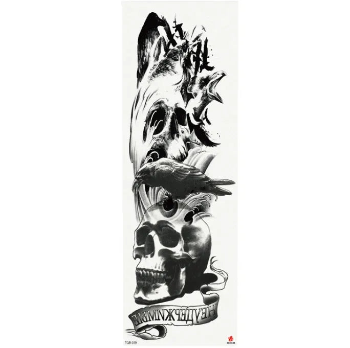 Full arm waterproof tattoo sticker 480x170mm with transfer process semi-manual production