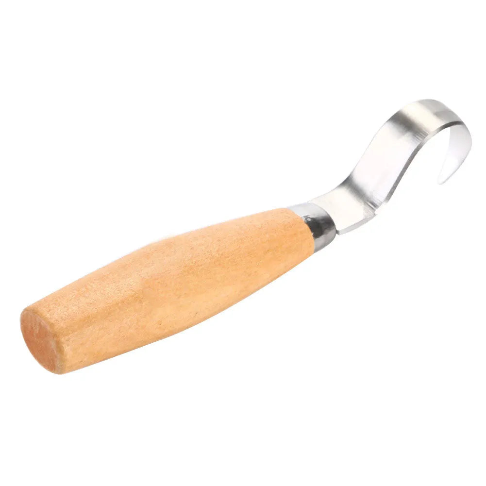 FastCraft curve carving knife with stainless steel blade and wooden handle for woodworking