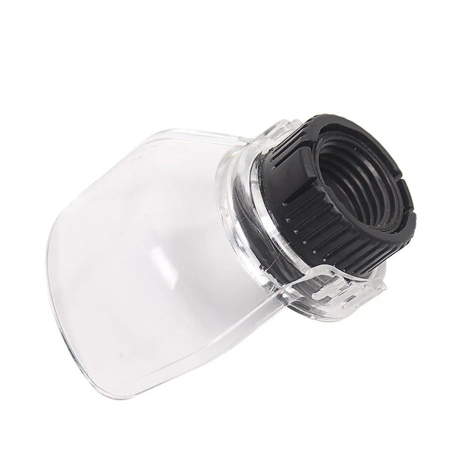 Transparent plastic safety cover for Delta grinder with 17.5-19mm thread port.