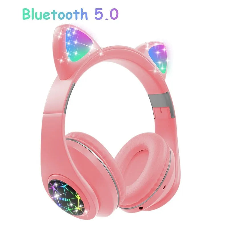 Cat ear wireless sports Bluetooth headset showing colour options