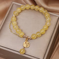 Citrine Chinese character bracelet with tassel detailing showing Caizi and Fu design options