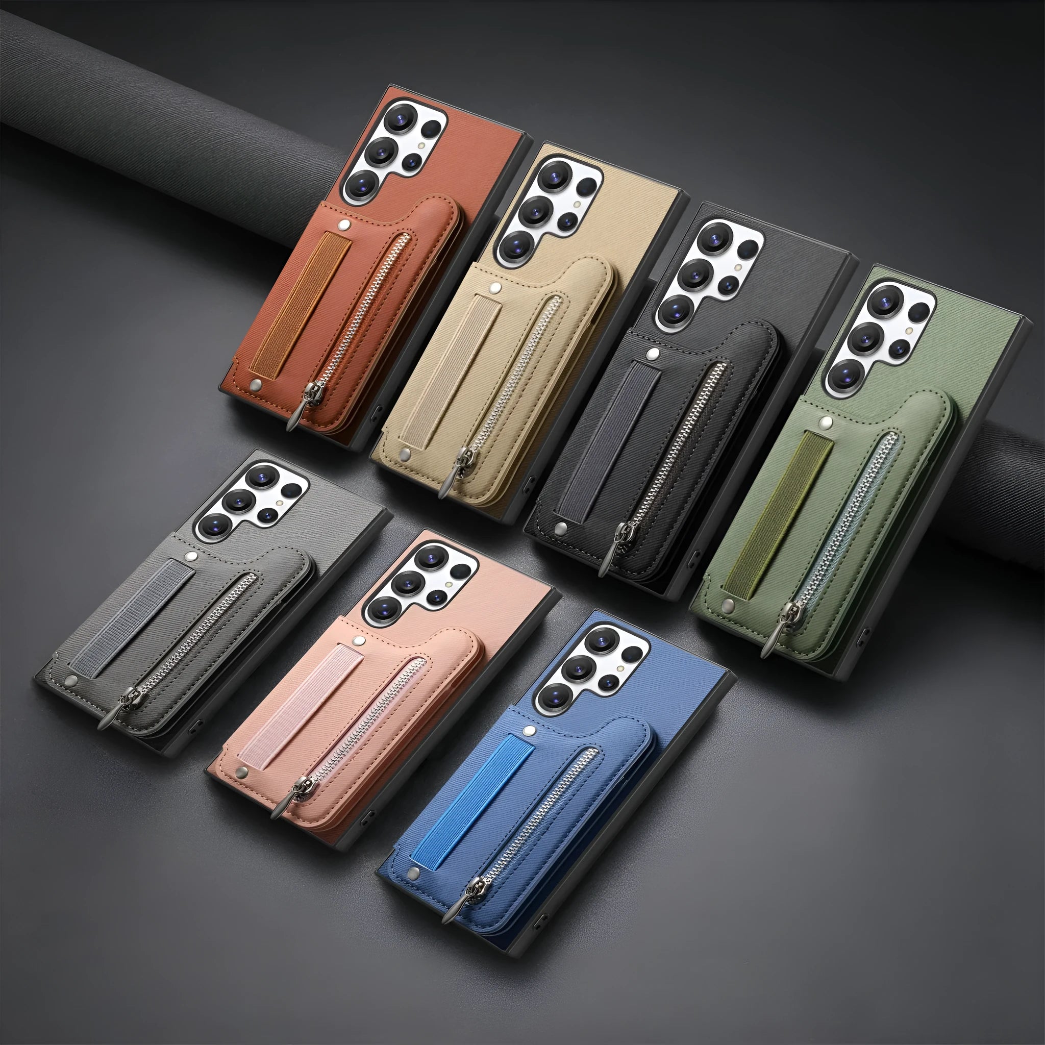 Multifunctional blue leather wristband wallet card holder phone case with kickstand for Samsung