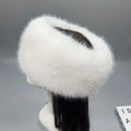 Antique white ethnic style knitted hat without top, acrylic dome crown beanie, average size with elastic inside