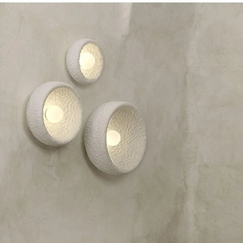 Japanese minimalist wall lamp with resin shade in 20cm, 26cm, and 32cm diameter options