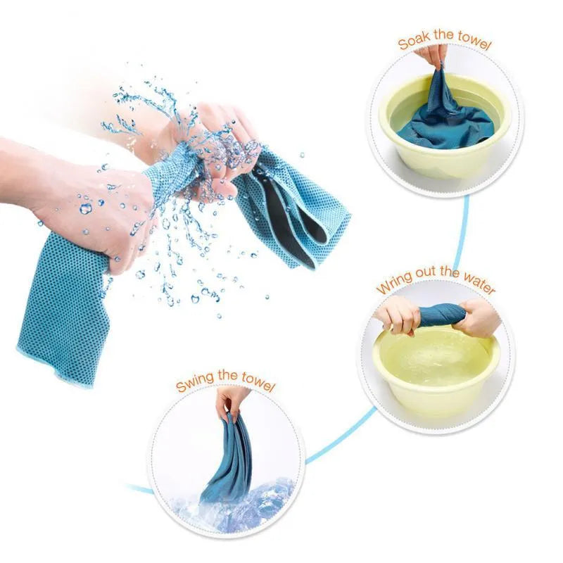 Cooling towel 30 x 90 cm microfiber mesh in blue, gray, green, purple or red for sports and fitness