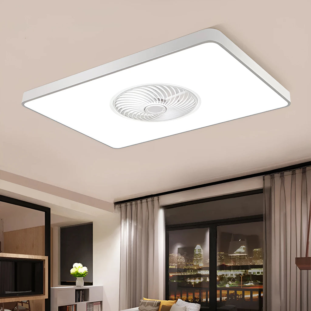 Nordic ceiling fan lamp with light and solid wood base in rectangular, round, and square designs