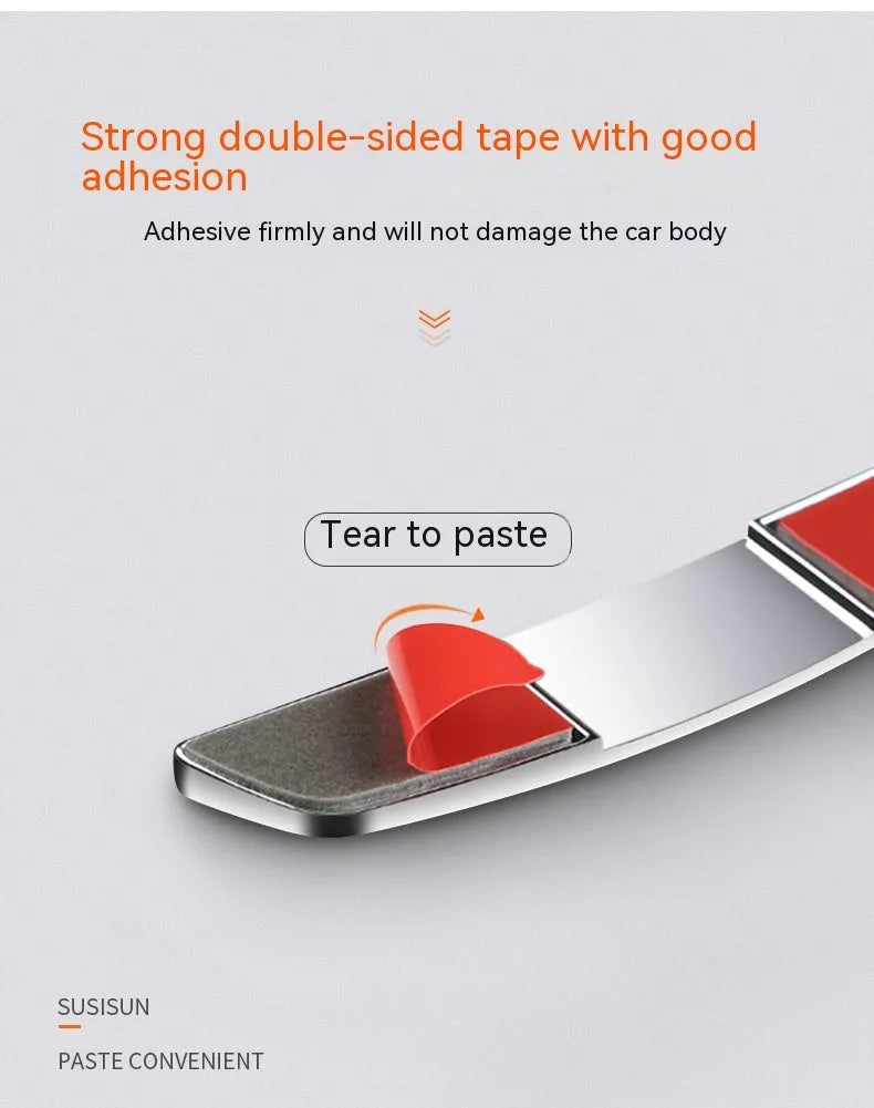 Four black plastic silicone car door bumper strips, each measuring 9.5 by 2 centimetres.