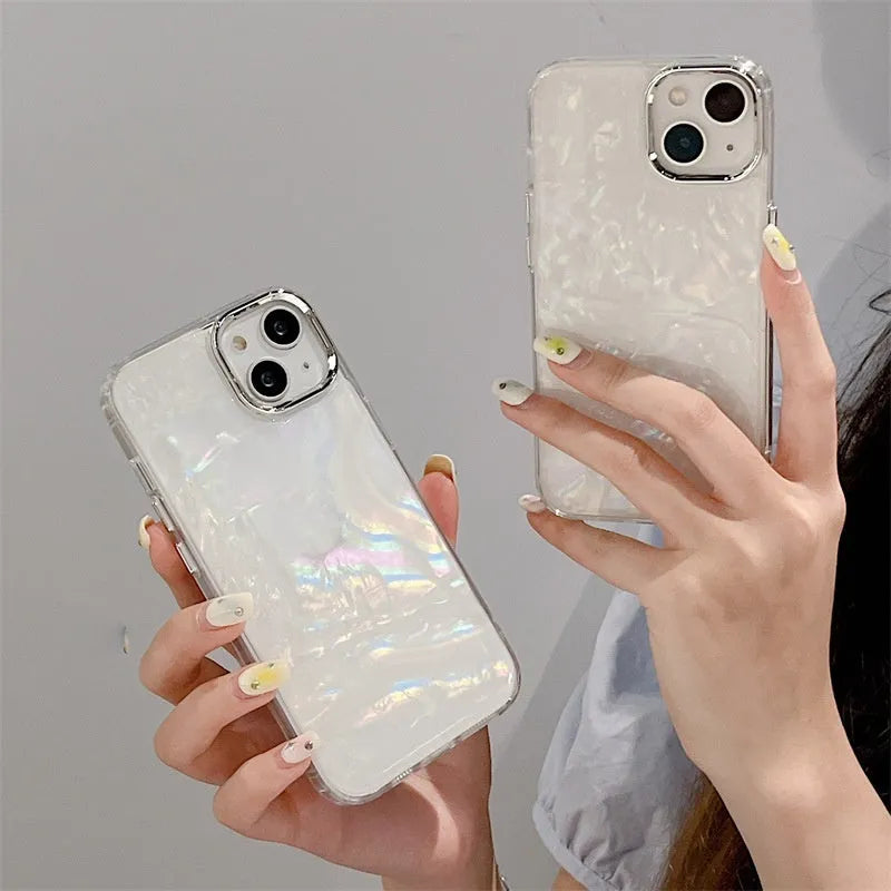 Super Fairy Dream Shell Pattern TPU phone case for iPhone in white with fantasy shell design