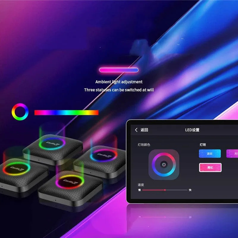 Car wired to wireless converter box with ABS PC casing, high-pass eight-core system for wireless CarPlay and Android Auto.