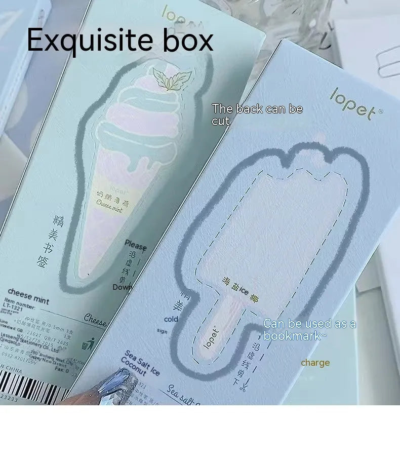 Double-headed fluorescent neutral pen with 0.5 mm tip and Cheese Mint, Sea Salt Ice Cup colours.