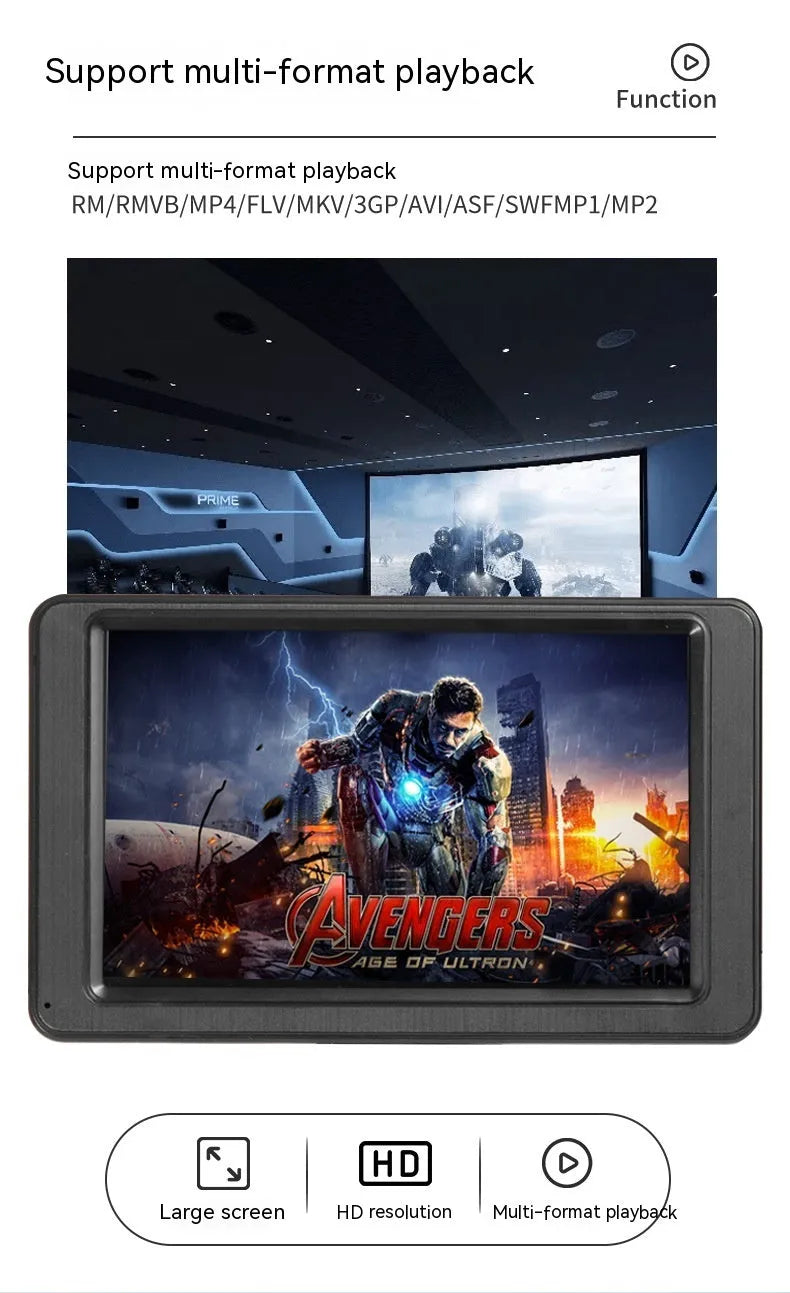 7-inch portable vehicle MP5 player with LCD screen and mounting bracket