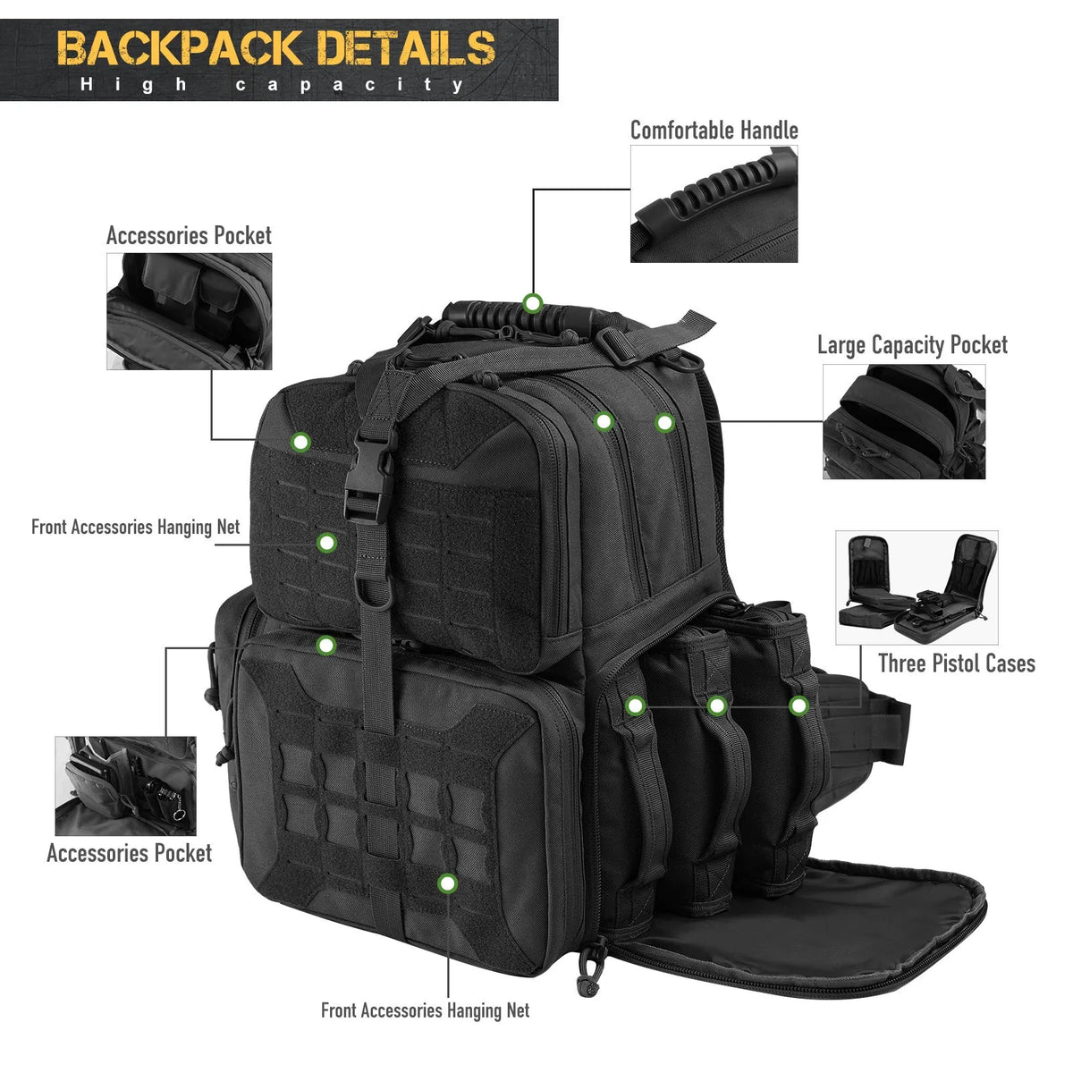 Nylon outdoor tactics backpack in khaki or black, wear-resistant, below 20L capacity, unisex EDC bag for outdoor sports.