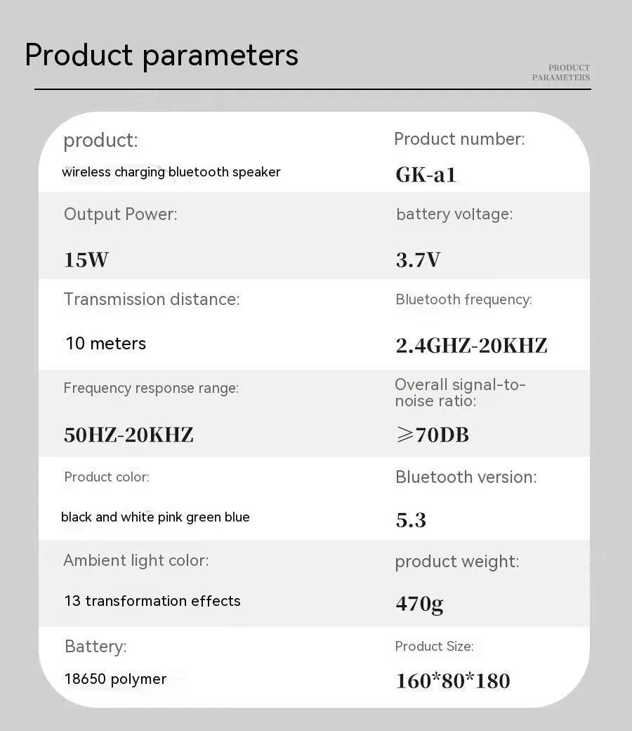White Bluetooth speaker six-in-one wireless charger with ambience light and dual microphones for home karaoke
