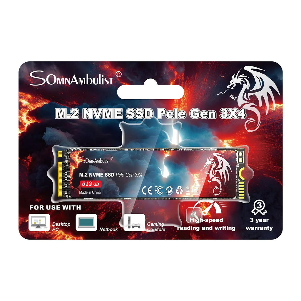 M.2 2280 PCIe NVMe solid state drive for desktop computers showing connector and label