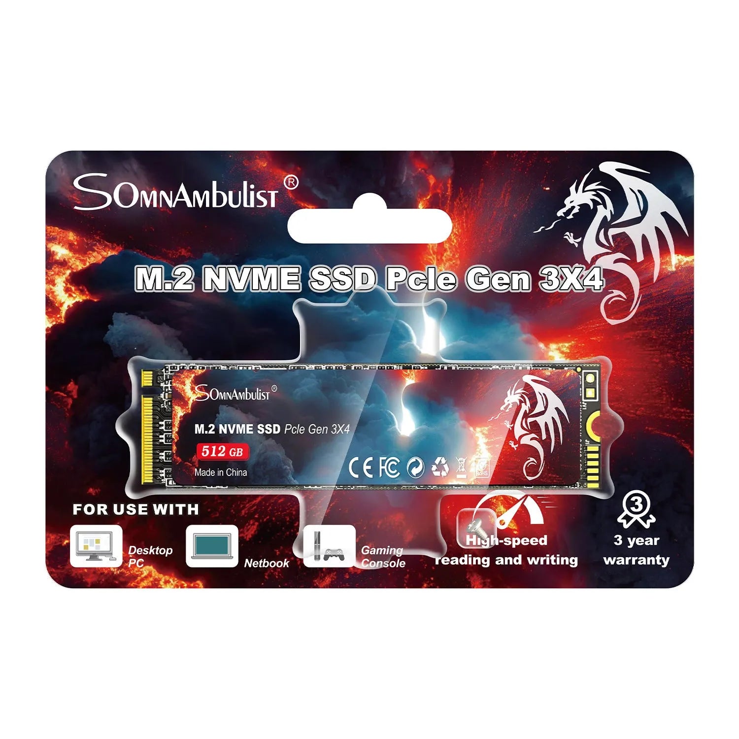 M.2 2280 PCIe NVMe solid state drive for desktop computers showing connector and label