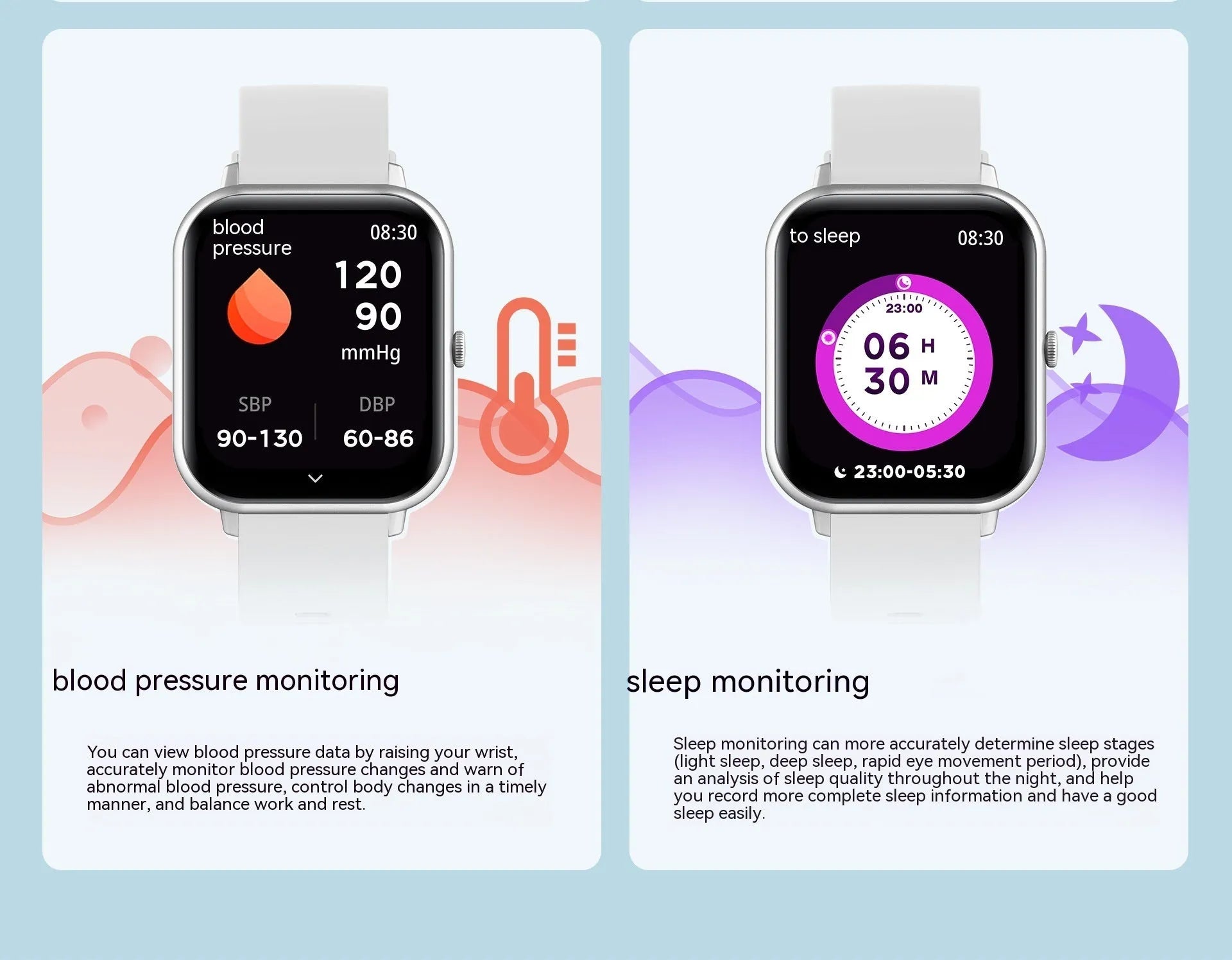 Black smart watch with touch button and TFT screen on a wrist, showing heart rate monitoring display.