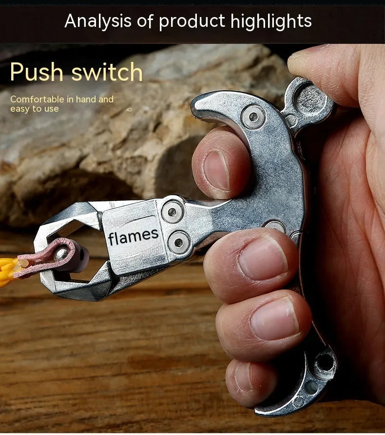 Alloy release aid two-axis harpoon clip for flame dispenser fishing accessory