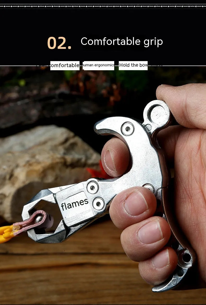 Alloy release aid two-axis harpoon clip for flame dispenser fishing accessory