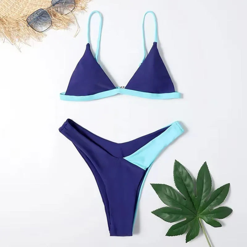 Women's two-piece swimsuit set in brief style with pattern design