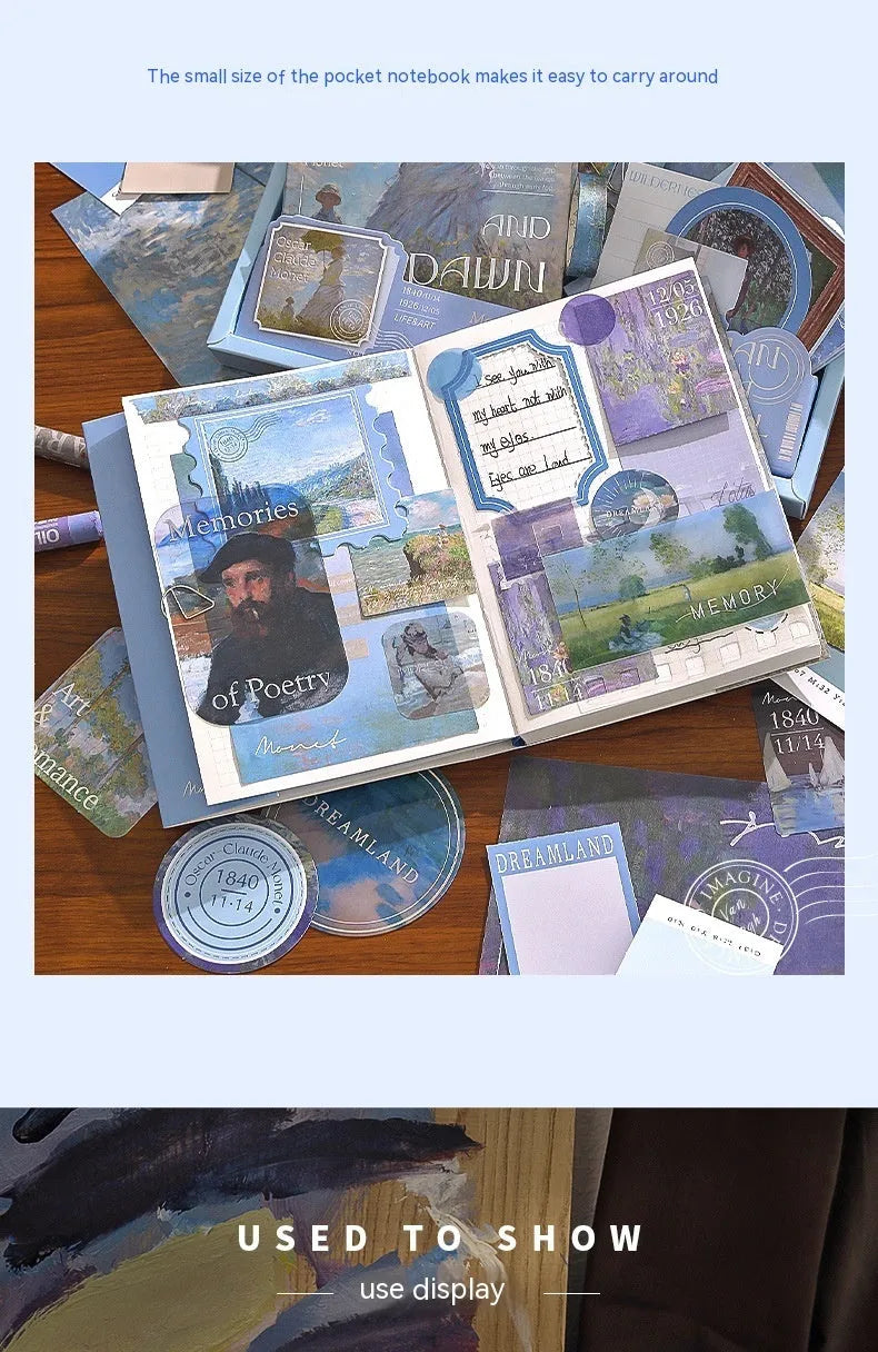 A6 retro style plaid creative journal gift box set with notebook, bookclothes, cards, photo frames, stickers, and paper tape.