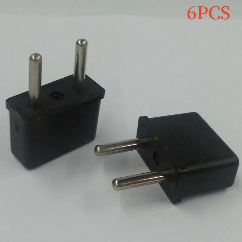 Plastic American to European plug adapter with 2 holes, copper conductors, 10A rating