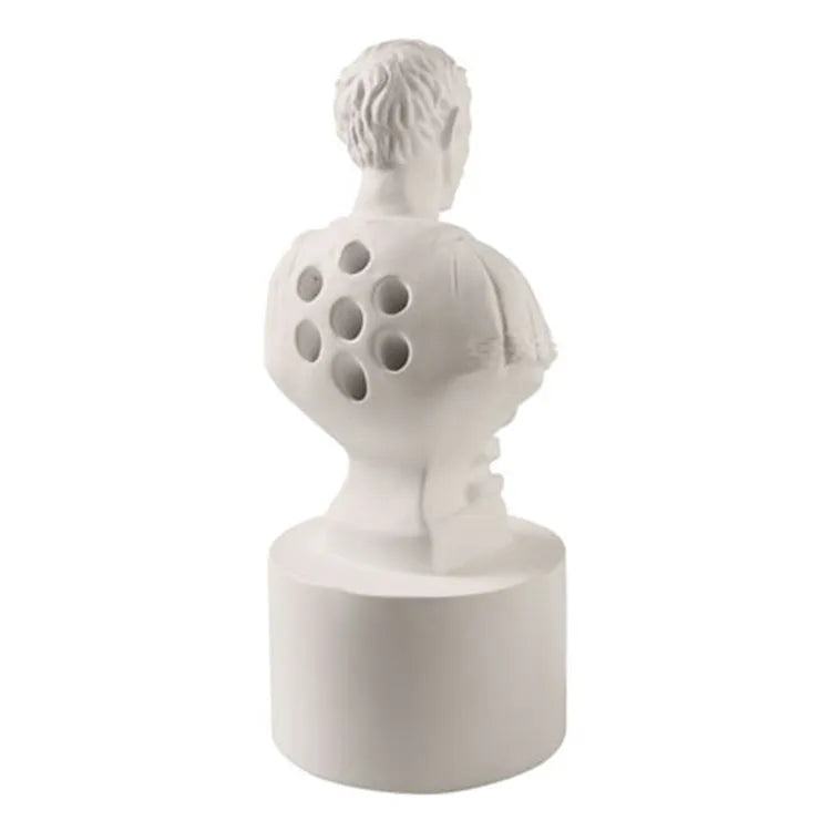 White synthetic resin pen holder with American creative character design for desk organisation.