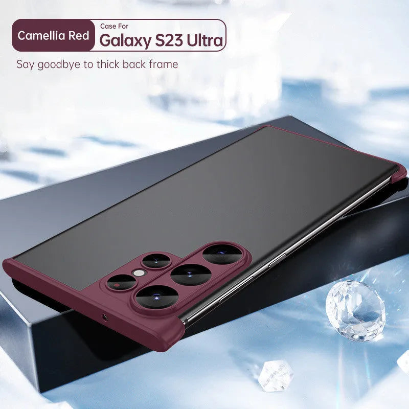 Samsung TPU phone case with frosted finish, corner pad, drop-resistant half pack, in Black, Camellia Red, Dark Purple, Far Peak Blue.