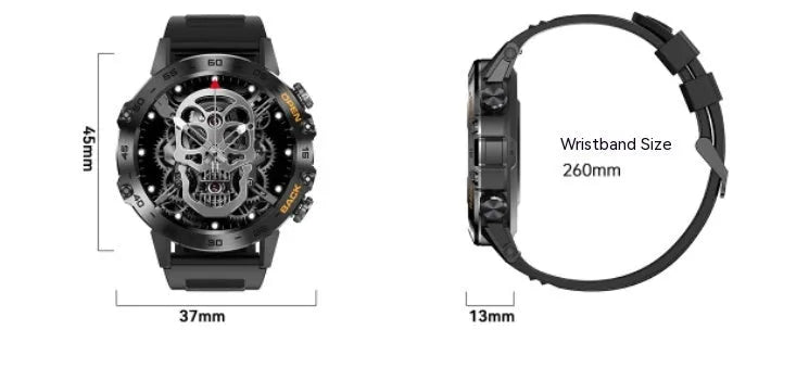 Bluetooth calling smart watch with IPS touch screen showing health monitoring display