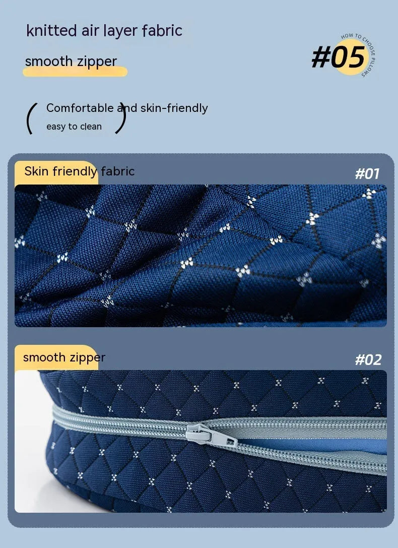 Heart-shaped dark blue memory foam leg pillow for adult use.