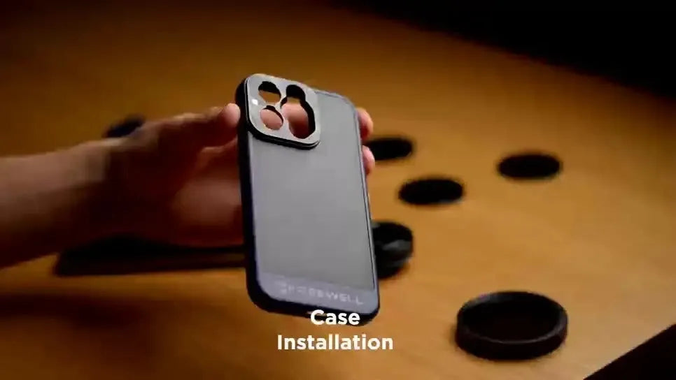 Black universal phone case compatible with iPhone 13 Pro, 14 Pro and 15 Pro series models.