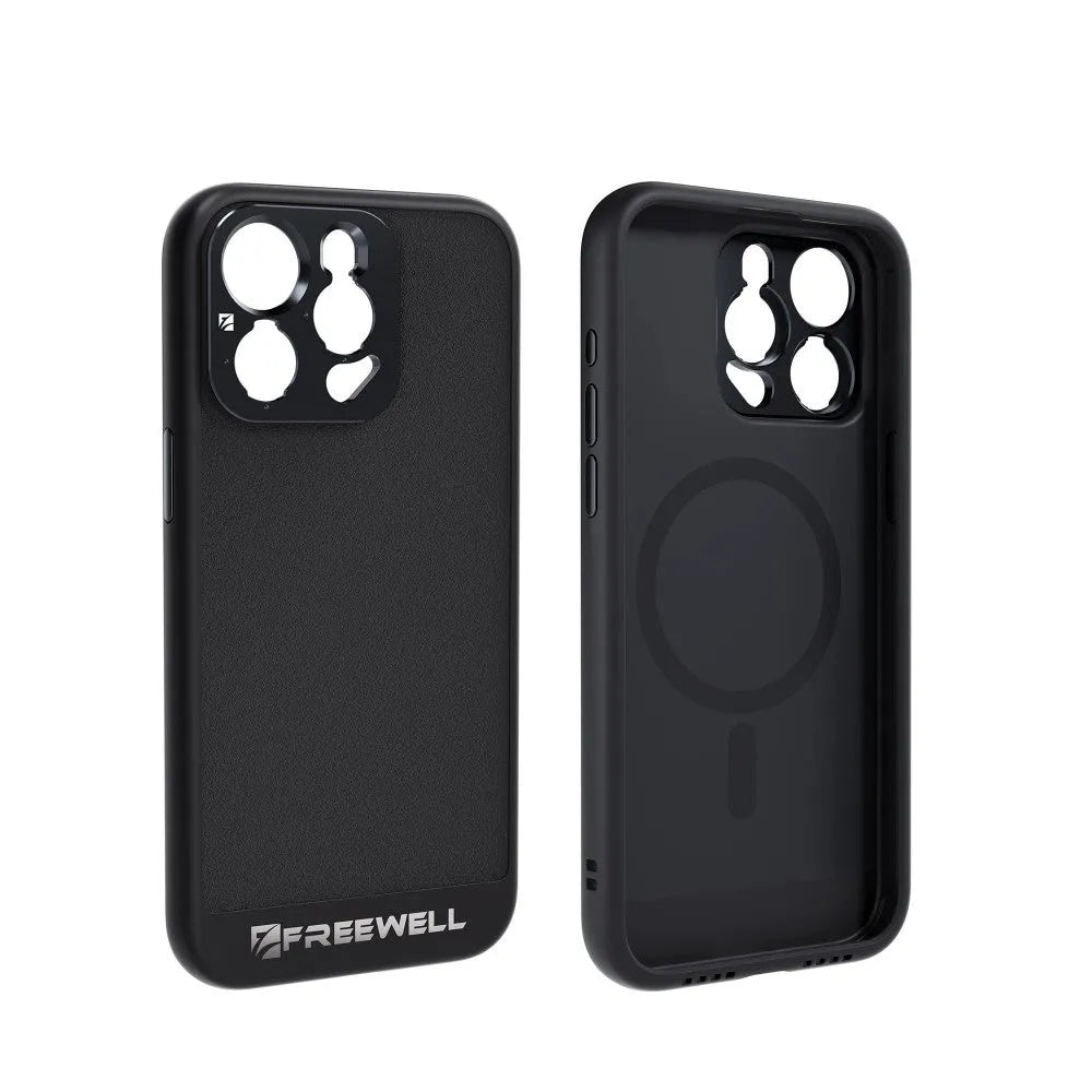Black universal phone case compatible with iPhone 13 Pro, 14 Pro and 15 Pro series models.