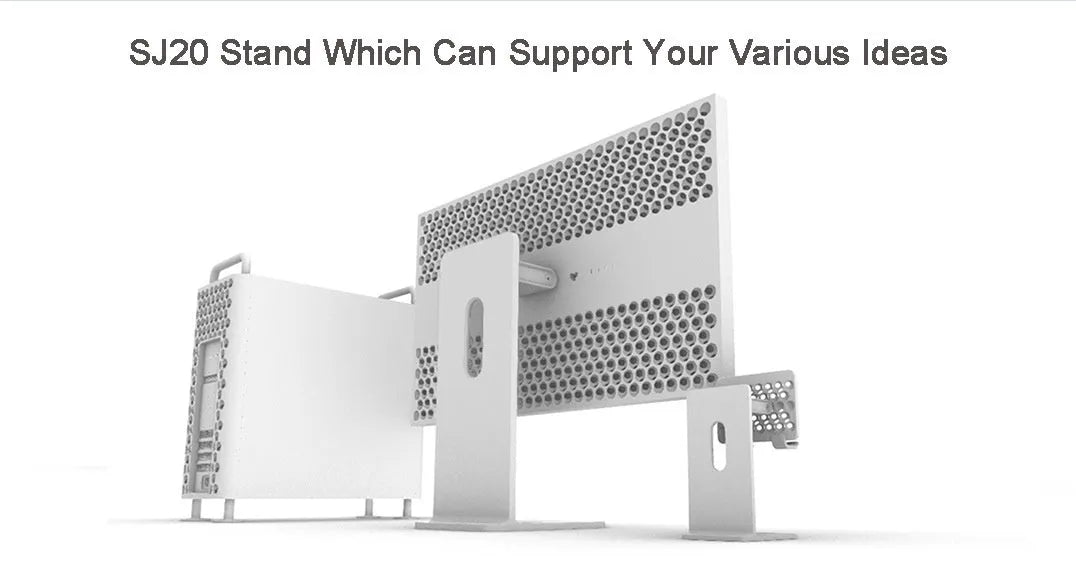 Silver aluminium alloy adjustable desktop stand with phone holder on a desk