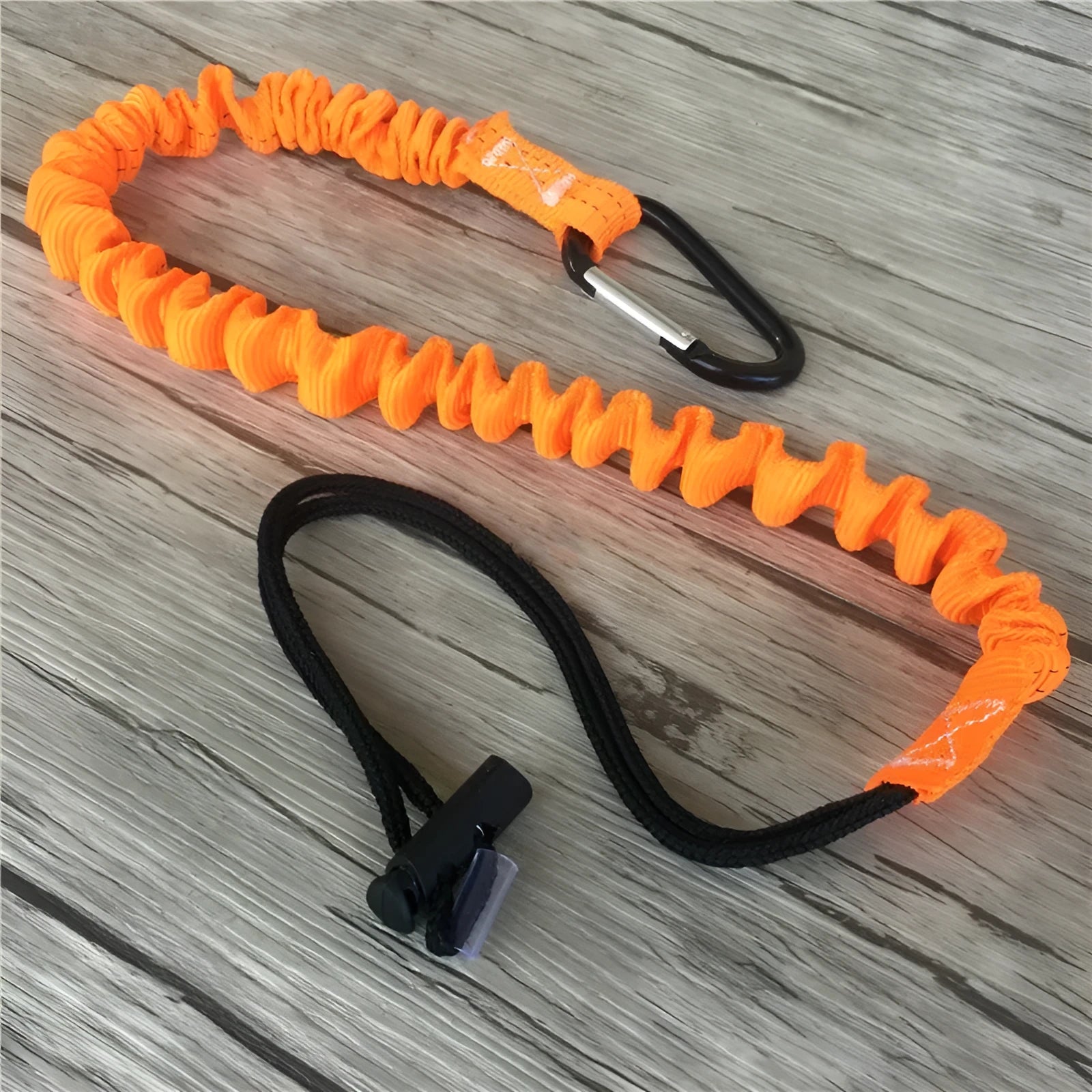 Orange fishing rod safety rope measuring 90cm with elastic anti-separation design