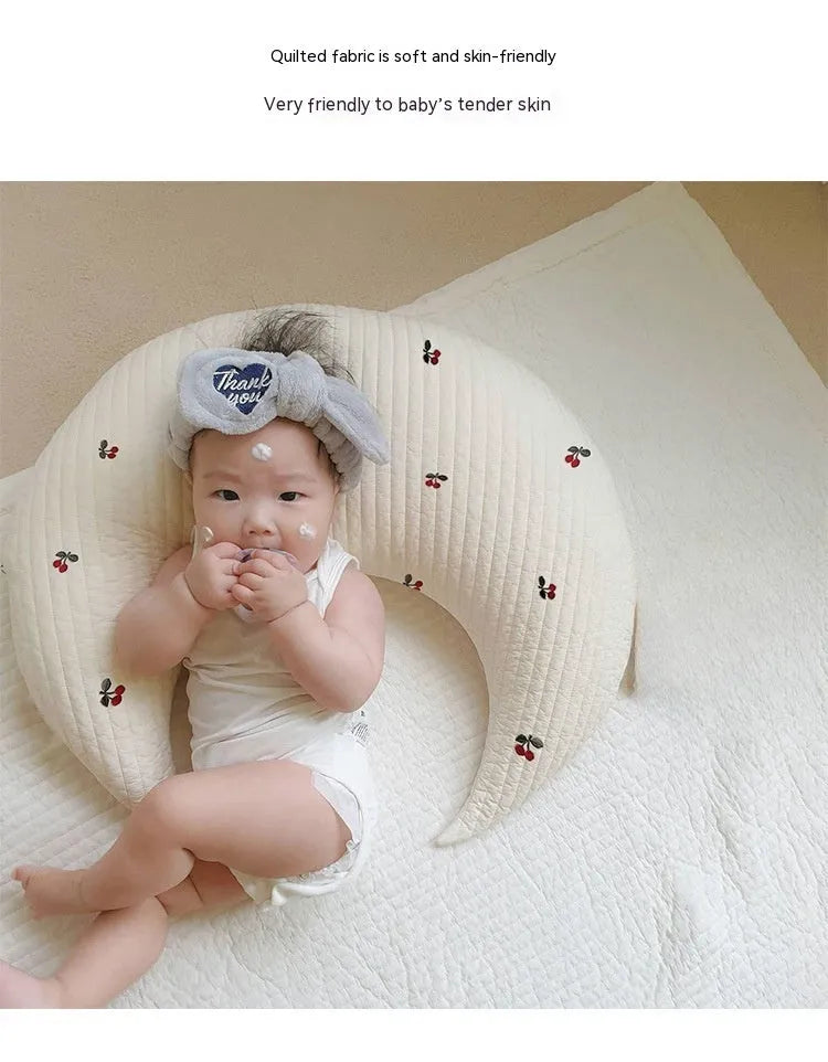 Anti-mite pure cotton baby nursing U-shape pillow in bear pattern, 56x65cm size