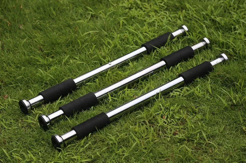 Steel adjustable length pull-up bar for door frame or wall mounting