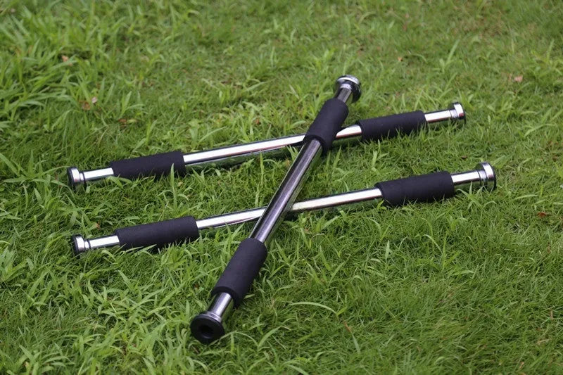 Steel adjustable length pull-up bar for door frame or wall mounting