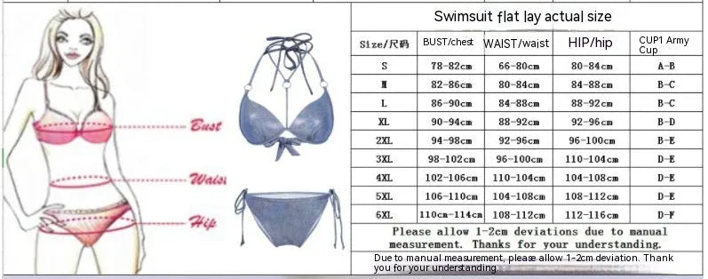 Blue printed split bikini swimsuit for women showing top and shorts components